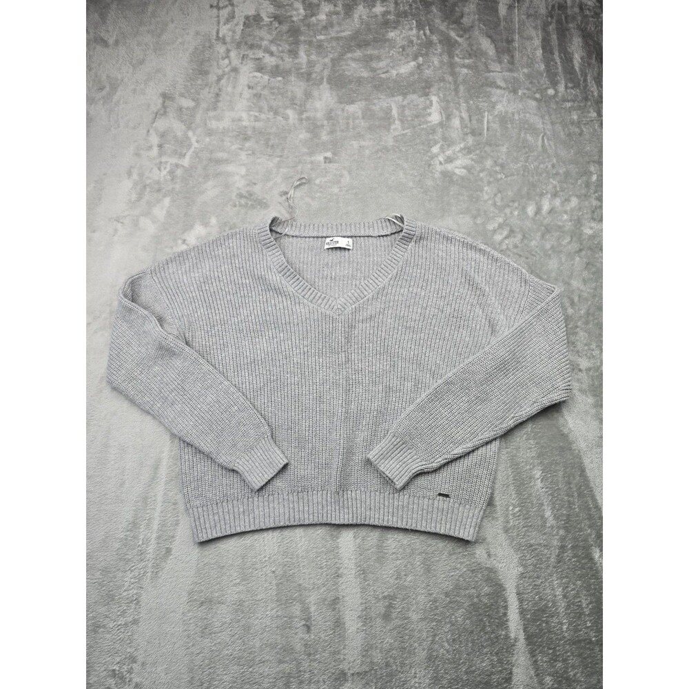 Hollister Women's Cropped Pullover Long Sleeve Knit Sweater - Gray- Size S